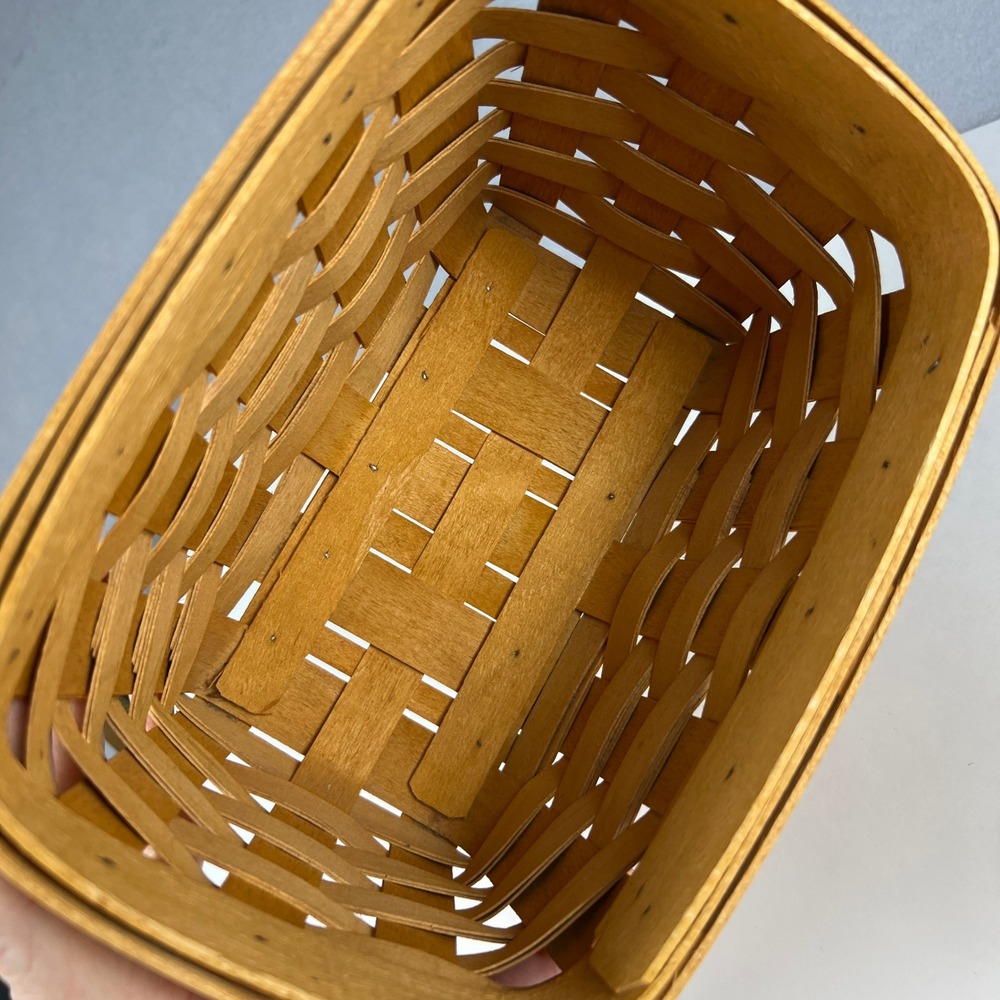 Longaberger Recipe Basket Small Brown Wood Lid Protector 17418 Farmhouse Decor - Picture 6 of 16